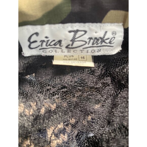 Camouflage Sleeveless Button Front Tie Top W/ Lace Accent Size 16 By Brooke - Picture 10 of 10